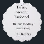 To my husband wedding anniversary add name date ma tree decoration card<br><div class="desc">design</div>