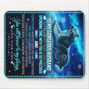 To My Husband Wolf Gift, Husband Birthday Gift Mouse Pad