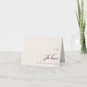 To My In Laws On My Wedding Day Card