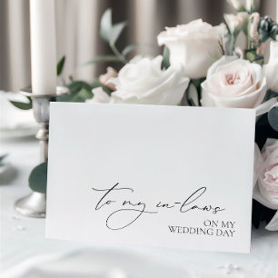 "To My In-Laws On My Wedding Day" Message Card