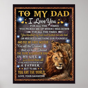 To My Lion Dad Gift, Dad Birthday Gift Idea Poster