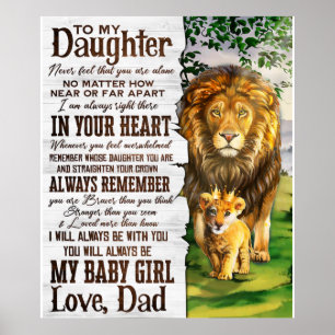 To My Lion Daughter Gift, Daughter Birthday Gift Poster