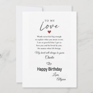 To My Love Birthday Greeting Card
