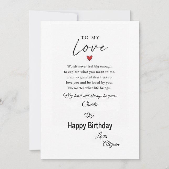 To My Love Birthday Greeting Card (Front)
