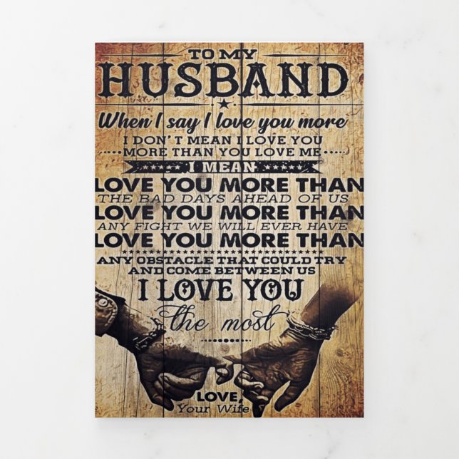 To My Love My Husband | Cute Quotes Gift | Tri-Fold Announcement (Cover)