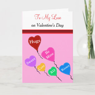 To My Love Valentine's Day Hearts Red Pink Holiday Card