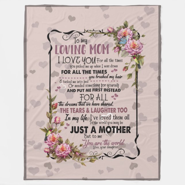 to my loving mum blanket from daughter (Front)