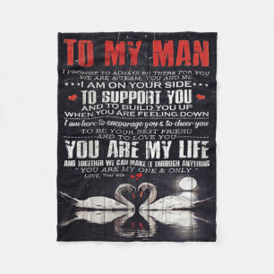 To My Man Gift, Personalised Gift To My Husband Fleece Blanket