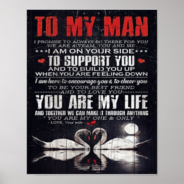 To My Man Gift, Personalized Gift To My Husband Poster (Front)