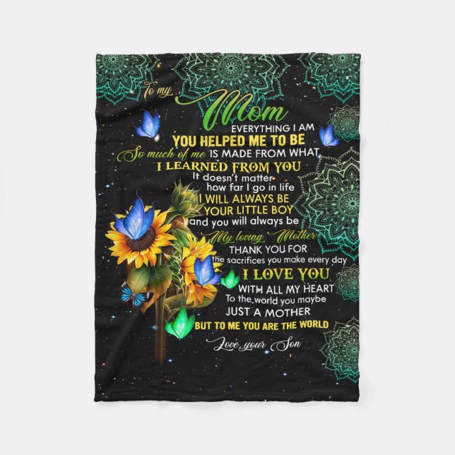 To My Mom Everything, From Your son Fleece Blanket (Front)