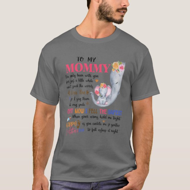 To My Mommy Cute Baby Elephant Baby Annoucement Wo T-Shirt (Front)