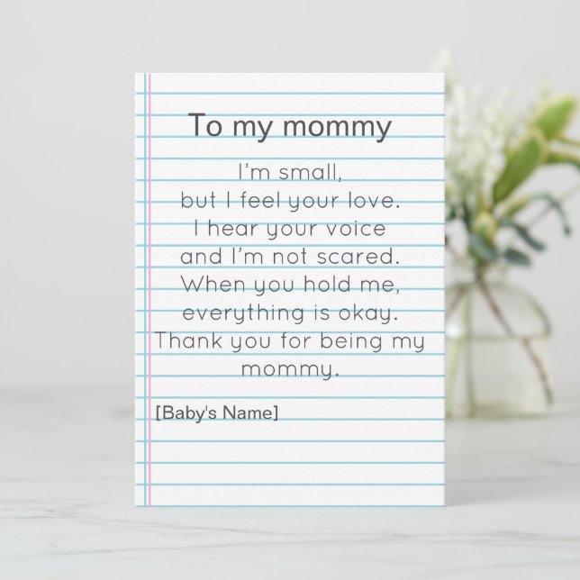 To My Mommy for First Mother's day personalized  Invitation (Standing Front)