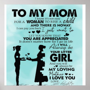 To my mother design   Letter to mummy Poster