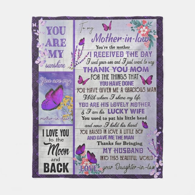 To My Mother- In - Law Gift, Mother Birthday Gift Fleece Blanket (Front)