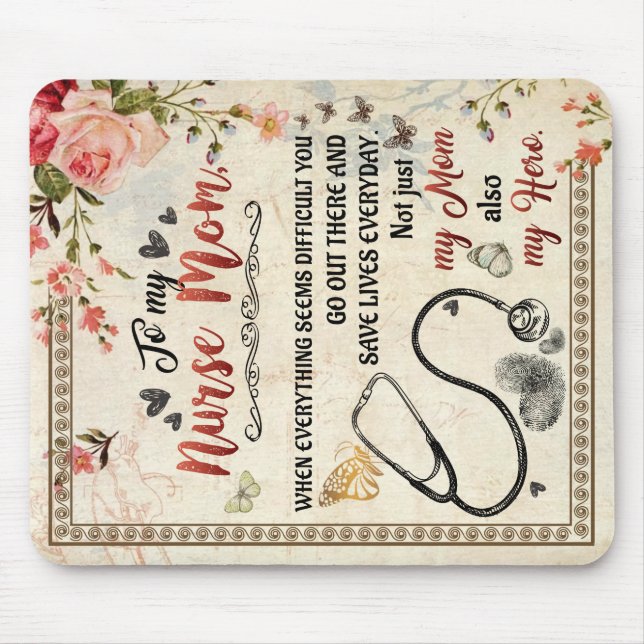 To My Nurse Mum Gift, Floral Love Letter To Mum Mouse Pad (Front)