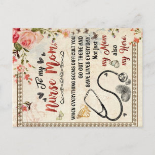 To My Nurse Mum Gift, Floral Love Letter To Mum Postcard