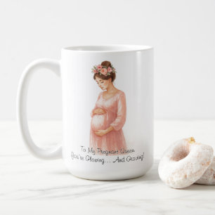 To My Pregnant Queen - Elegant Floral Pregnancy Coffee Mug