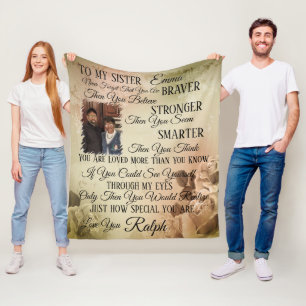 To My Sister Emma Personalise Fleece Blanket
