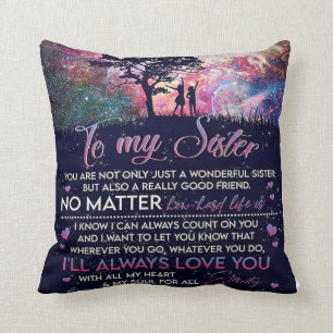 To My Sister Lady Girl Gift, Sister Birthday Gift Cushion