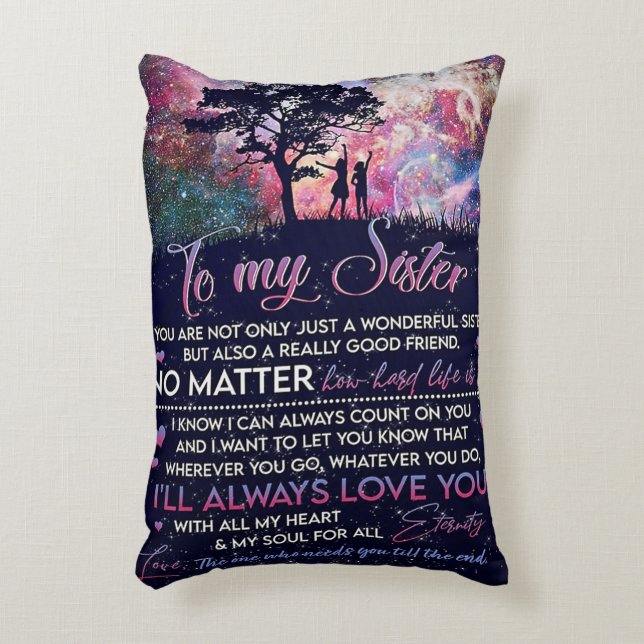 To My Sister Lady Girl Gift, Sister Birthday Gift Decorative Cushion (Front(Vertical))