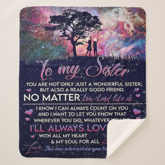 To My Sister Lady Girl Gift, Sister Birthday Gift Sherpa Blanket (Front)