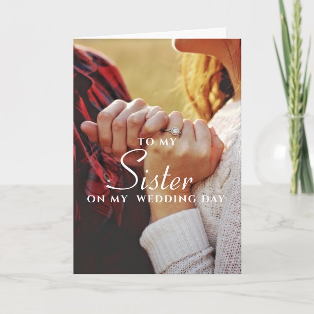 To My Sister, Simple Minimalist Wedding Card  (Front)