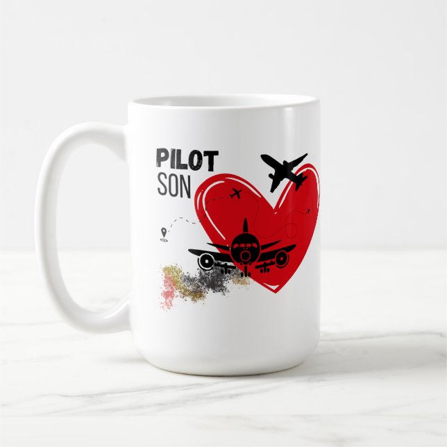 "To My Son – Fly High, Dream Big Pilot Mug" Coffee Mug (Left)