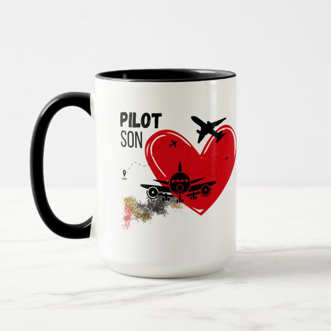 "To My Son – Fly High, Dream Big Pilot Mug" Mug (Left)