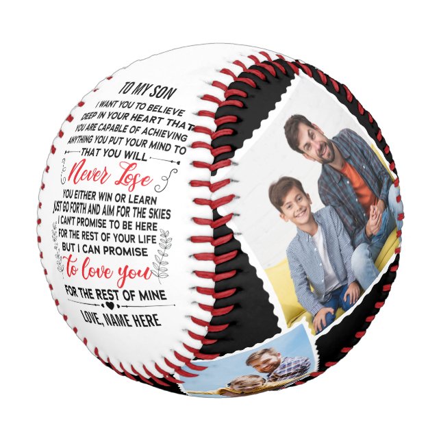 To My Son From Dad or Mum with Custom 4 Photos Baseball (Angled)