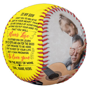 To My Son From Dad Quote & Custom 2 Photos Softball