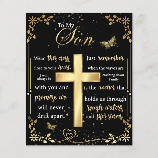 To My Son Gift, Butterfly Lover, Floral Son Letter Flyer (Front)