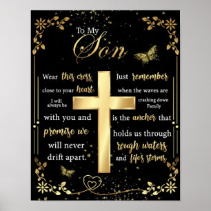 To My Son Gift, Butterfly Lover, Floral Son Letter Poster