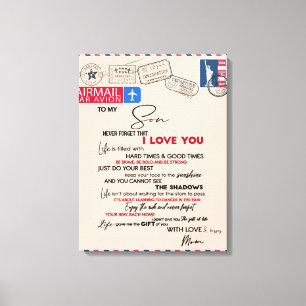 To My Son Gift, Mum And Son, Love Letter To Son Canvas Print