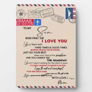 To My Son Gift, Mum And Son, Love Letter To Son Plaque