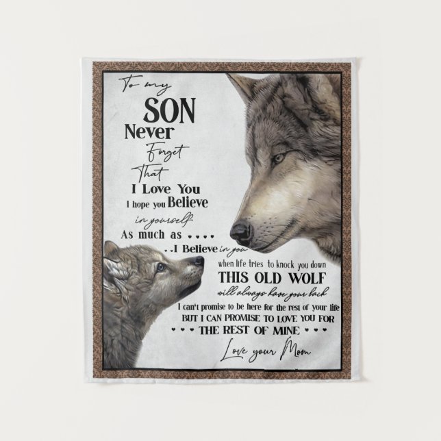 To My Son Gift, Mum And Son, Love Letter To Son Tapestry (Front)