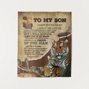 To My Son Gift,Tiger Lovers,Letter To Son From Dad Tapestry