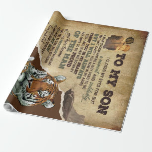 To My Son Gift,Tiger Lovers,Letter To Son From Dad Wrapping Paper