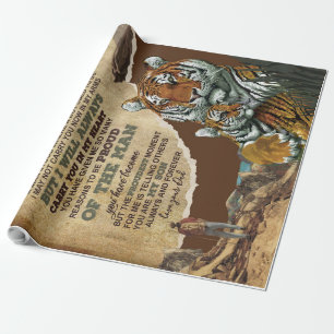 To My Son Gift,Tiger Lovers,Letter To Son From Dad Wrapping Paper