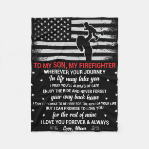 To My Son, My Firefighter Heartfelt From Mum Fleece Blanket