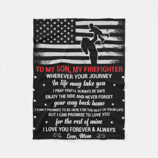 To My Son, My Firefighter Heartfelt From Mum Fleece Blanket