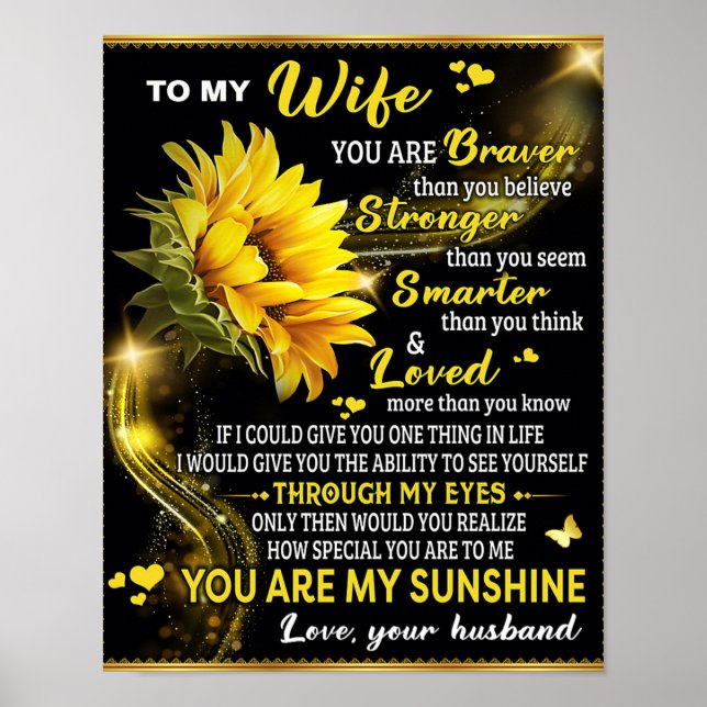 To My Sunflower Wife Birthday Gift, Couple Love Poster (Front)