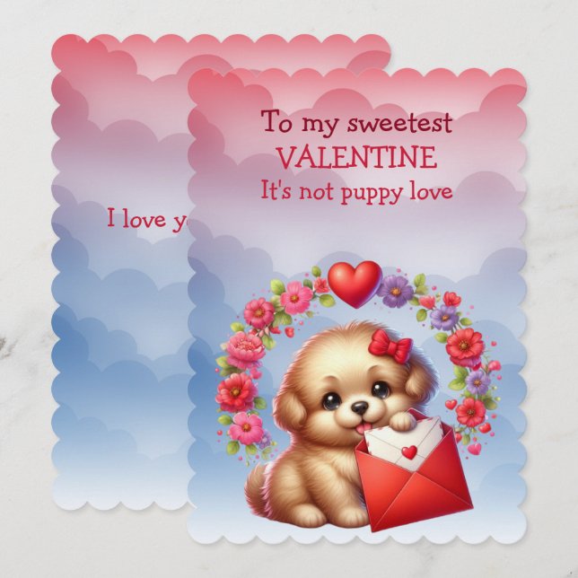 To My Sweet Valentine Puppy Love Holiday Card (Front/Back)