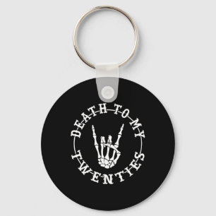 To My Twenties 30th Birthday Skeleton Hand Hallowe Key Ring