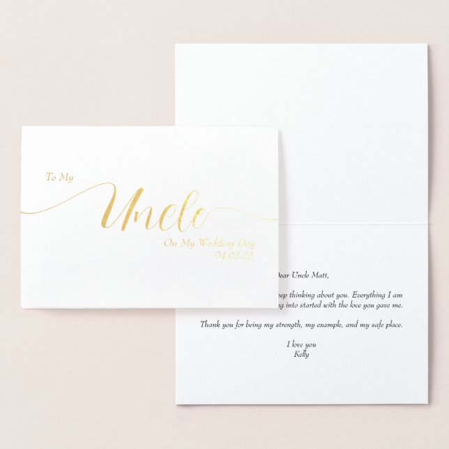 To My Uncle On My Wedding Day Elegant Script Foil Card (Display)