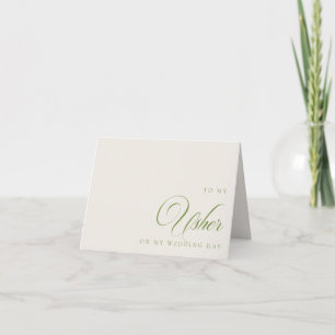 To My Usher On My Wedding Day Message Card