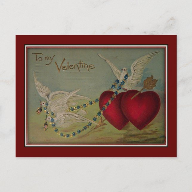 To My Valentine Hearts & Doves Valentine Postcard (Front)