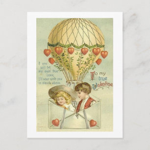 To My Valentine Hot Air Balloon Holiday Postcard
