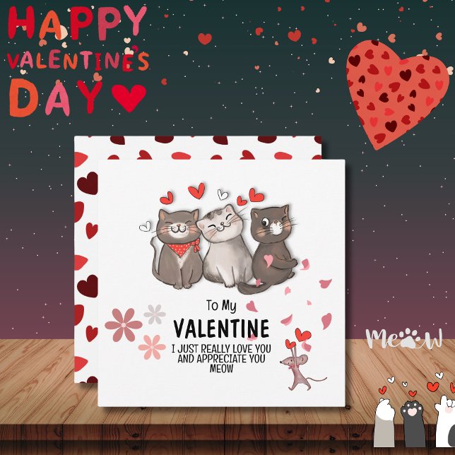 To My Valentine Meow  Card (To My Valentine Meow Note Card)