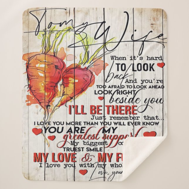To my Wife |Holiday Decoration | To My Wife Letter Sherpa Blanket (Front)