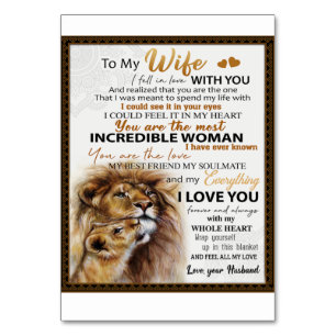 To My Wife Lion Gift, Love Wife Birthday Gift Idea Table Number